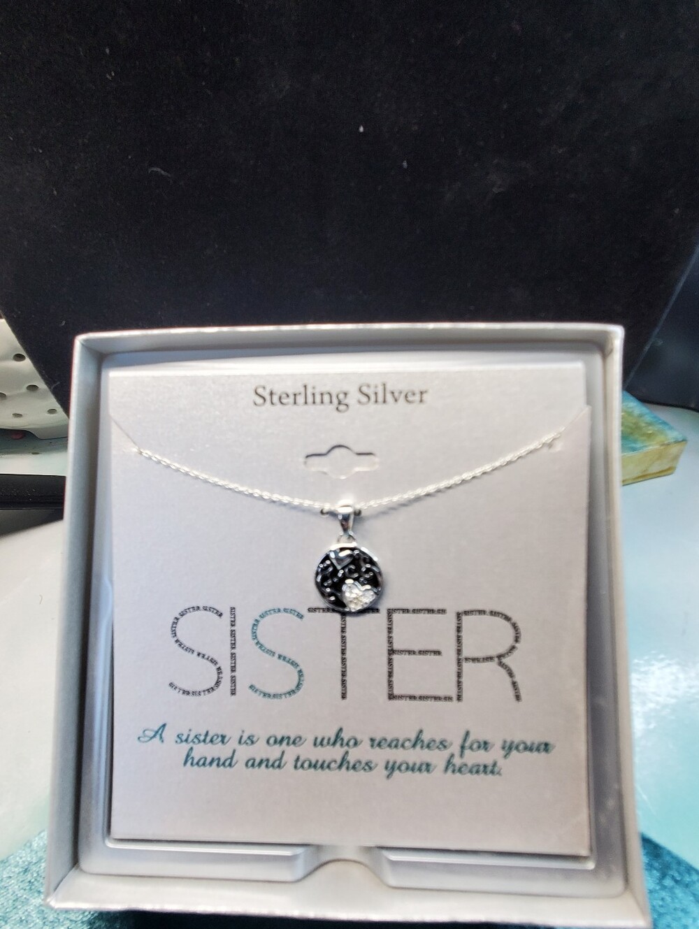 Sterling Silver Sister Hearts Necklace - Silver